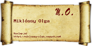 Miklóssy Olga névjegykártya