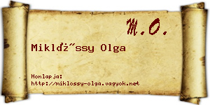Miklóssy Olga névjegykártya